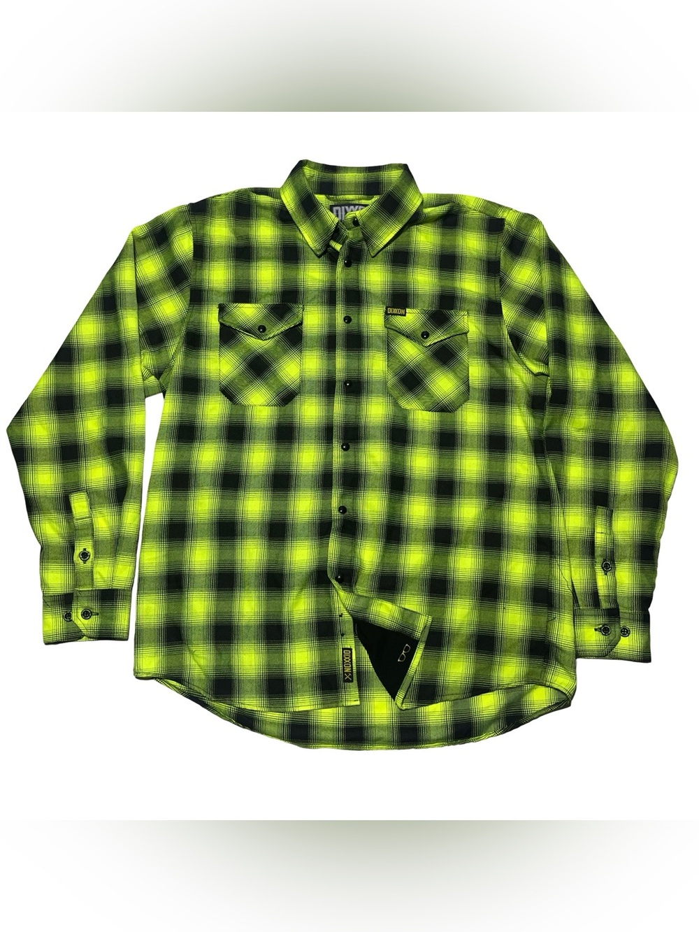 Dixxon The Lizard Plaid Flannel Button-Up Shirt Pockets Men’s L Green Biker